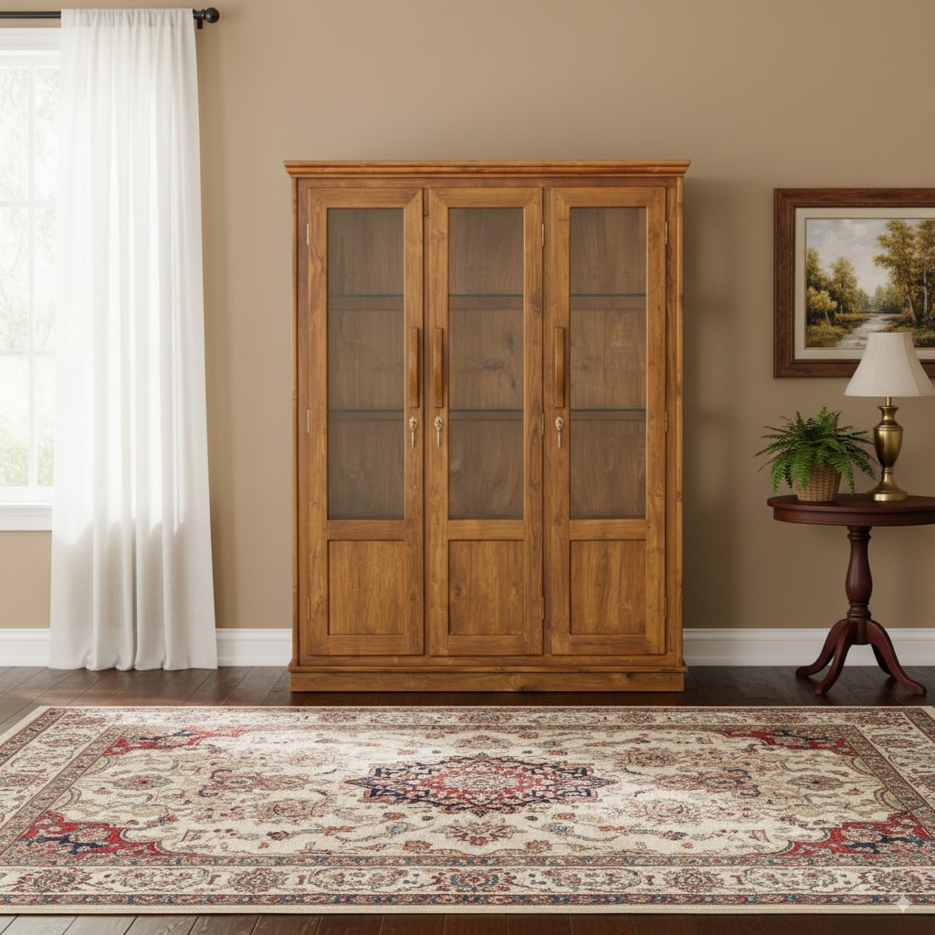 Classic Teak Triple Display Cabinet
