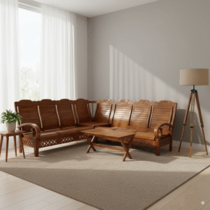 Chandanamazha Corner Sectional & Rustic Charm Coffee Table